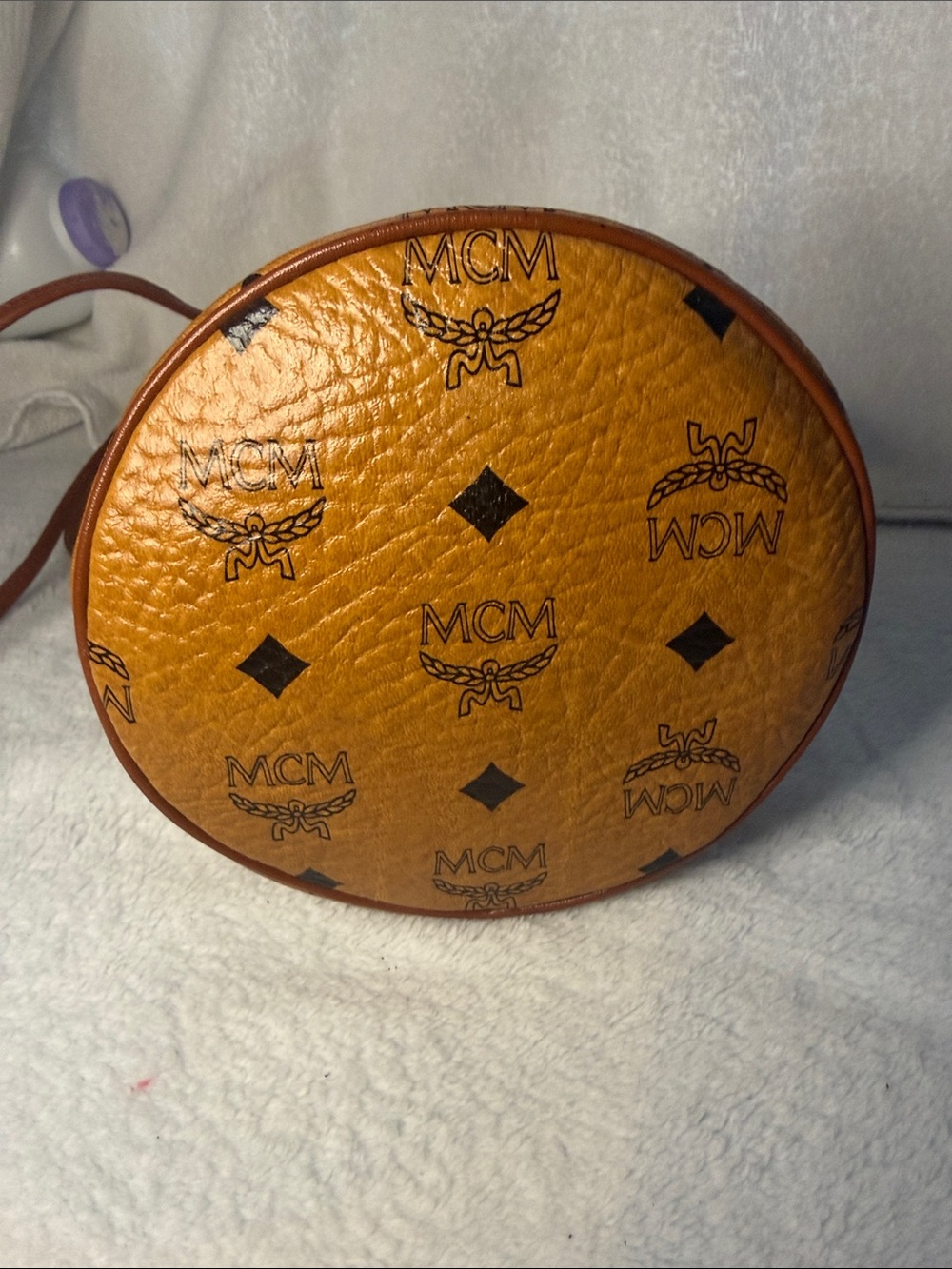 MCM Cognac Visetos Mini Monogram Bucket Crossbody - Picture 4 of 12